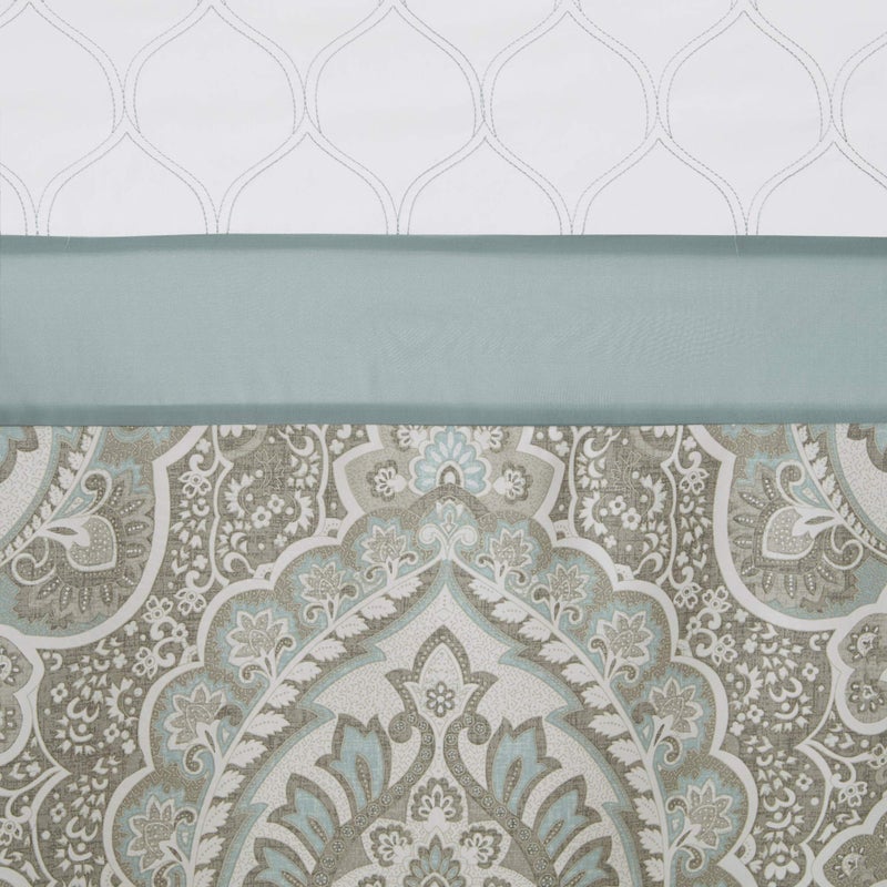 510 DESIGN Shower Curtain, Geometric Textured Embroidery Design with Built-in Liner, Modern Mid-Century Bathroom Decor, Machine Washable, Fabric Privacy Screen 72x72, Shawnee, Seafoam - Image 2